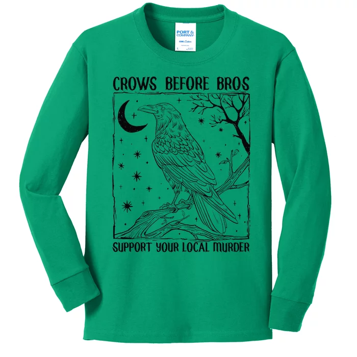 Support Your Local Murder Crows Before Bros Funny Kids Long Sleeve Shirt