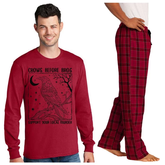 Support Your Local Murder Crows Before Bros Funny Long Sleeve Pajama Set