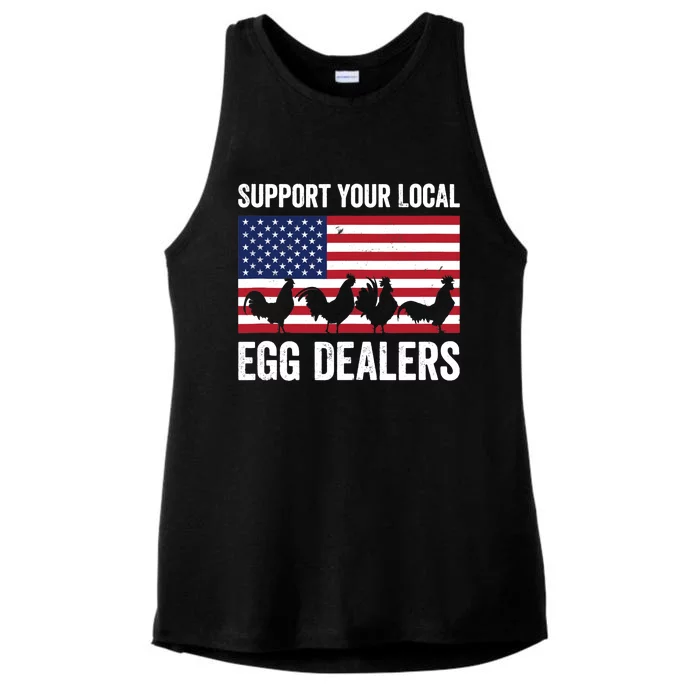 Support Your Local Egg Dealer Farmers Funny Chicken Lover Ladies Tri-Blend Wicking Tank