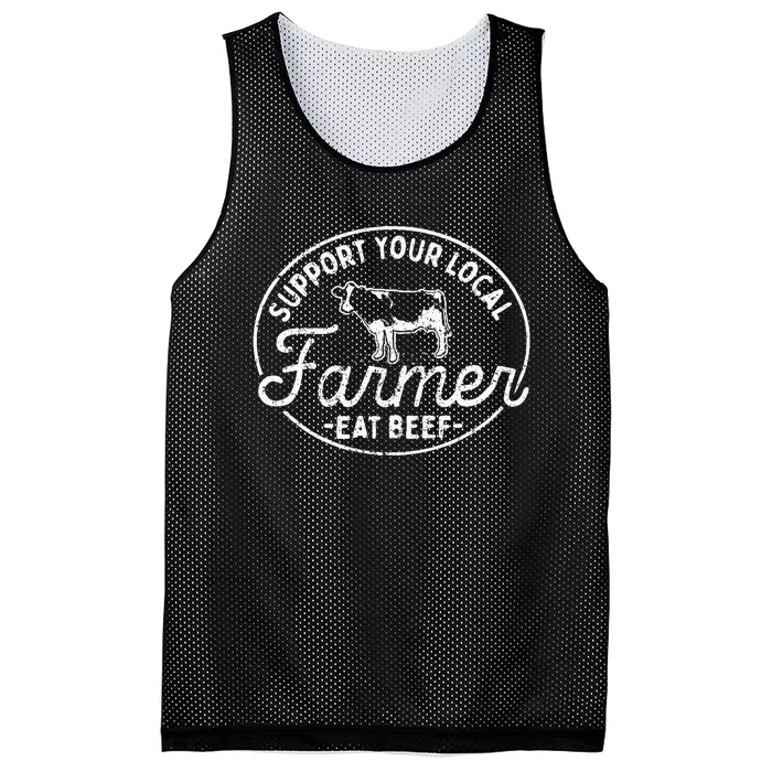 Support Your Local Farmer Eat Beef Mesh Reversible Basketball Jersey Tank