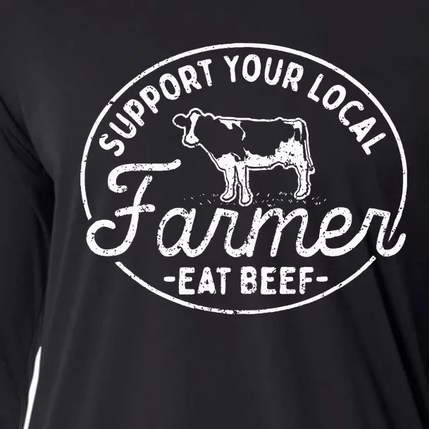 Support Your Local Farmer Eat Beef Cooling Performance Long Sleeve Crew