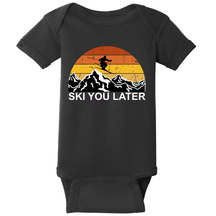 Ski You Later Skiing Retro Sunset Mountain Baby Bodysuit