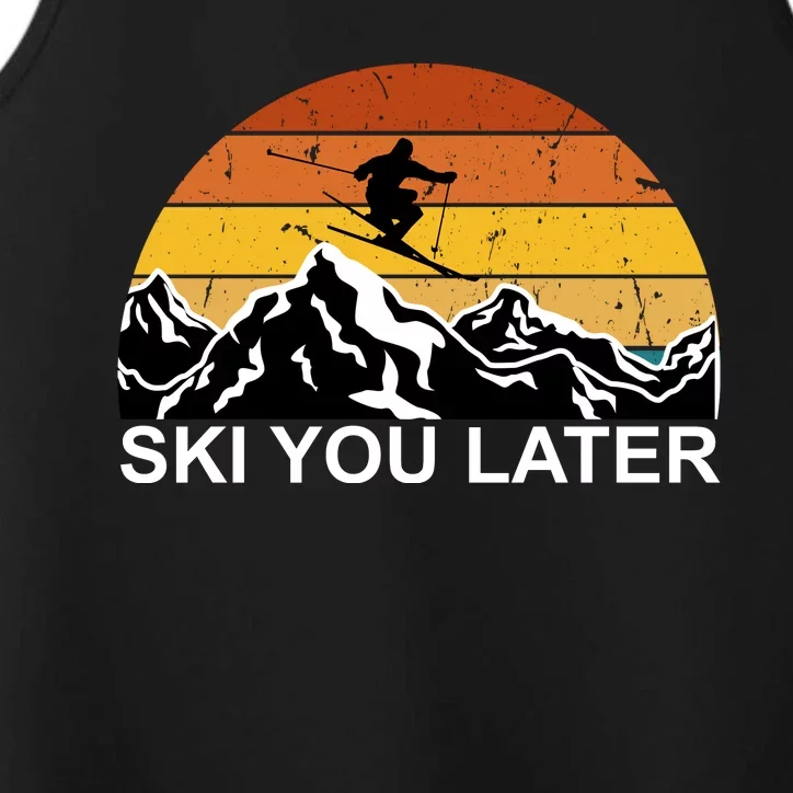 Ski You Later Skiing Retro Sunset Mountain Performance Tank