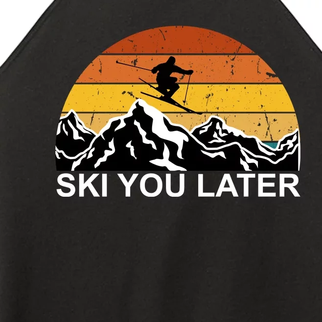 Ski You Later Skiing Retro Sunset Mountain Women’s Perfect Tri Rocker Tank