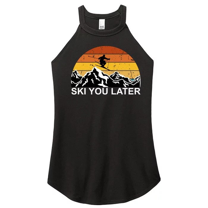 Ski You Later Skiing Retro Sunset Mountain Women’s Perfect Tri Rocker Tank