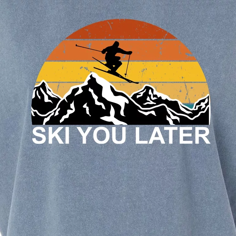 Ski You Later Skiing Retro Sunset Mountain Garment-Dyed Women's Muscle Tee