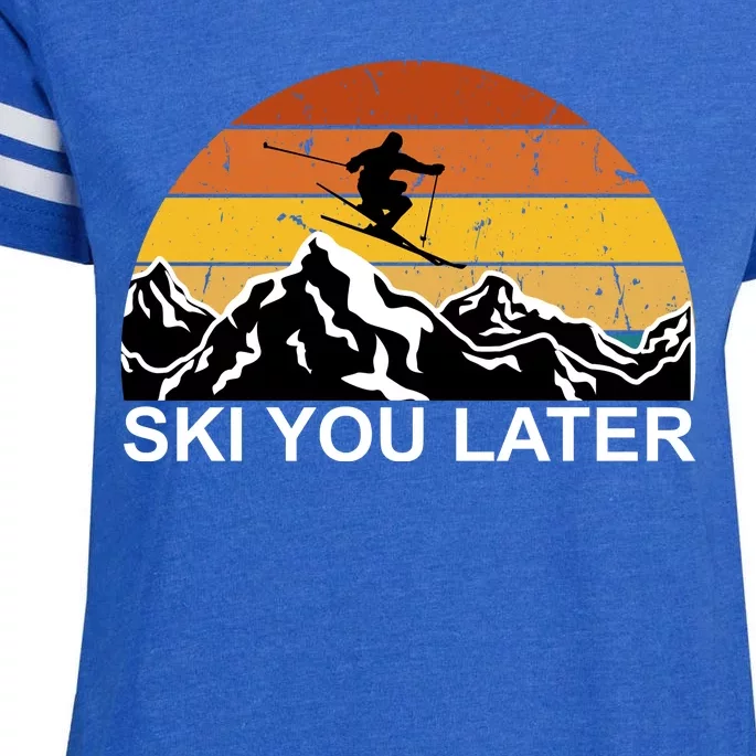 Ski You Later Skiing Retro Sunset Mountain Enza Ladies Jersey Football T-Shirt