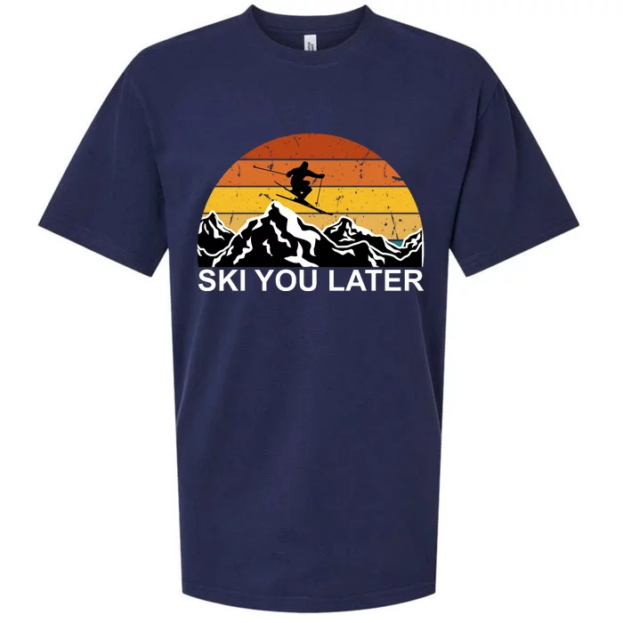 Ski You Later Skiing Retro Sunset Mountain Sueded Cloud Jersey T-Shirt