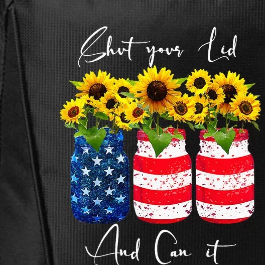 Shut your Lid and Can it Canning Sunflower Gifts 4th Of July City Backpack