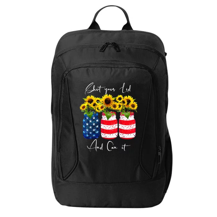 Shut your Lid and Can it Canning Sunflower Gifts 4th Of July City Backpack