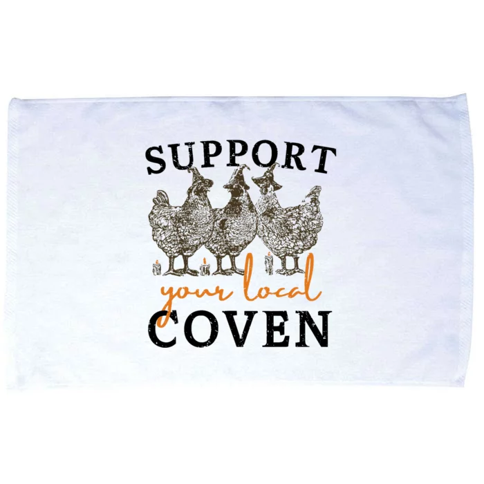 Support Your Local Coven Funny Farm Witch Chicken Halloween Microfiber Hand Towel