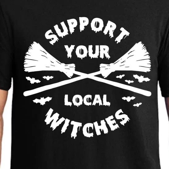 Support Your Local Witches Funny Halloween Broom Witch Great Gift Pajama Set