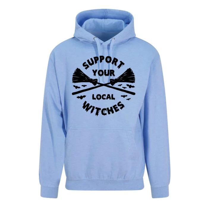 Support Your Local Witches Funny Halloween Broom Witch Great Gift Unisex Surf Hoodie