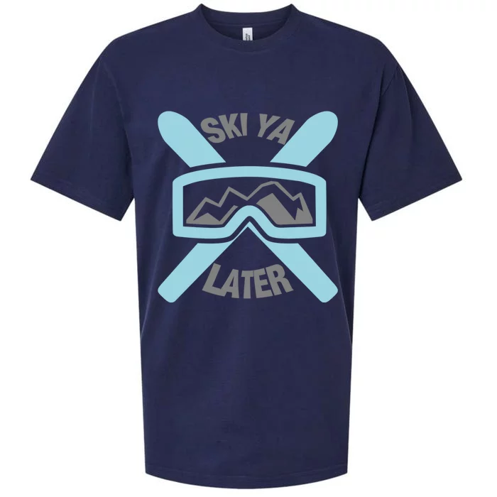 Ski Ya Later Funny Skiing Gift Great Gift Sueded Cloud Jersey T-Shirt