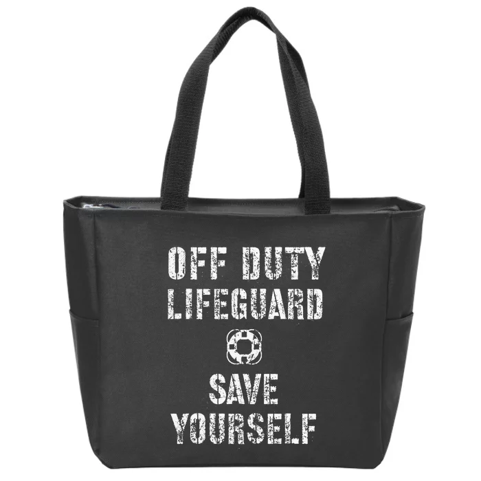 Save Yourself Lifeguard Swimming Pool Guard Off Duty Red Zip Tote Bag