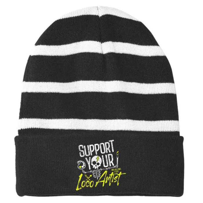 Support Your Loco Artist Striped Beanie with Solid Band