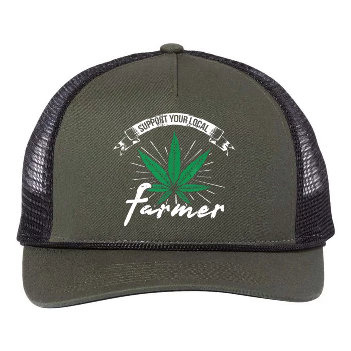 Support Your Local Weed Farmer Funny Cannabis Marijuana Gift Retro Rope Trucker Hat Cap