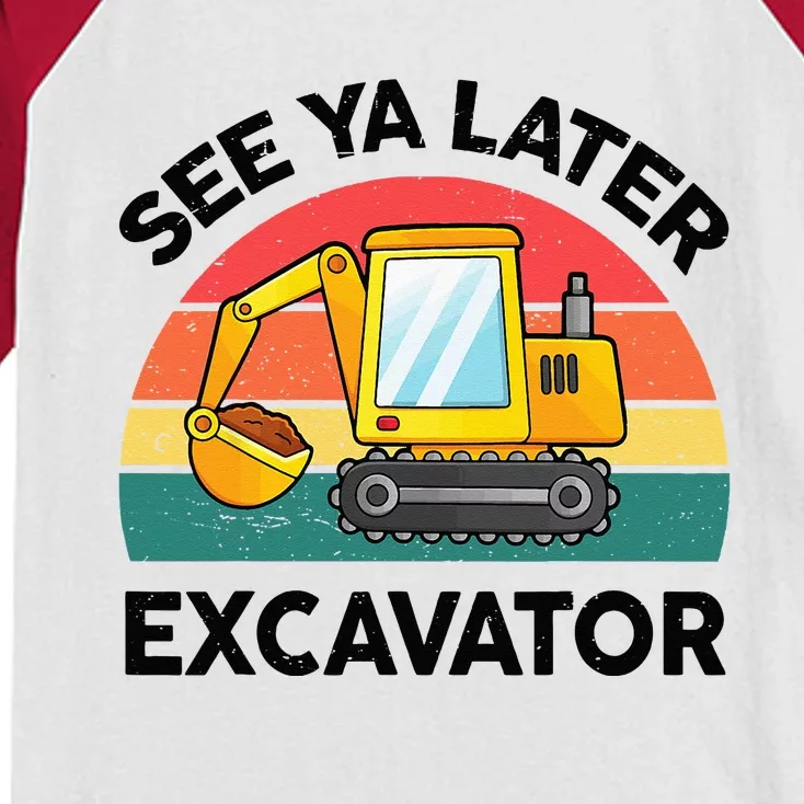 See Ya Later Excavator Kids Funny Kids Colorblock Raglan Jersey