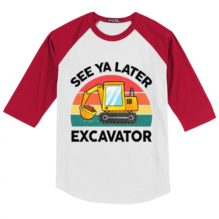 See Ya Later Excavator Kids Funny Kids Colorblock Raglan Jersey