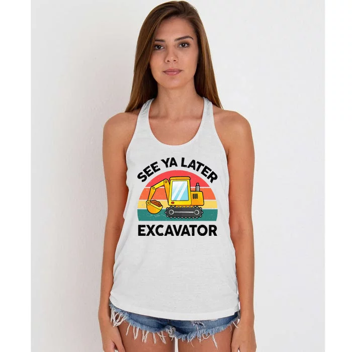 See Ya Later Excavator Kids Funny Women's Knotted Racerback Tank