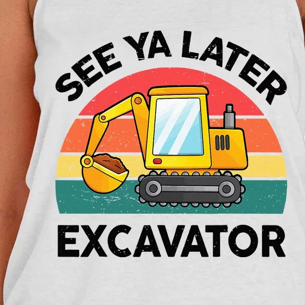 See Ya Later Excavator Kids Funny Women's Knotted Racerback Tank