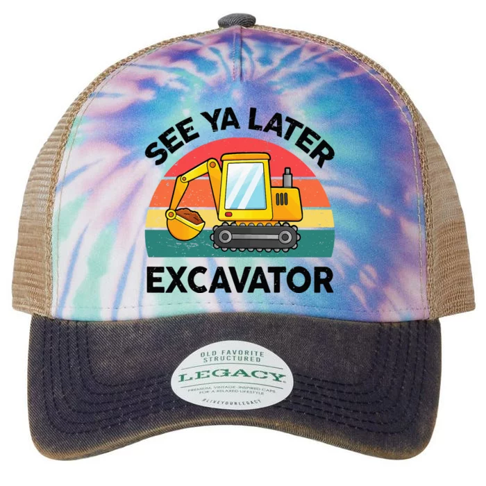 See Ya Later Excavator Kids Funny Legacy Tie Dye Trucker Hat