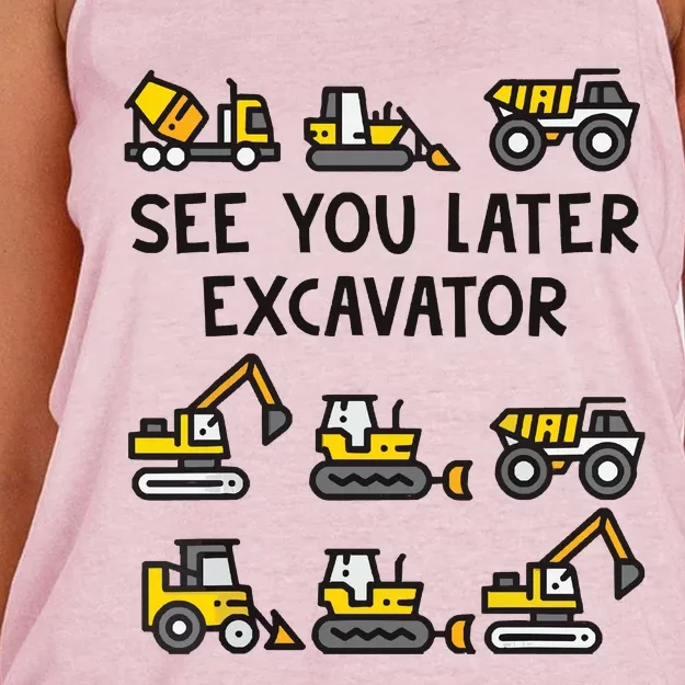 See You Later Excavator Women's Knotted Racerback Tank