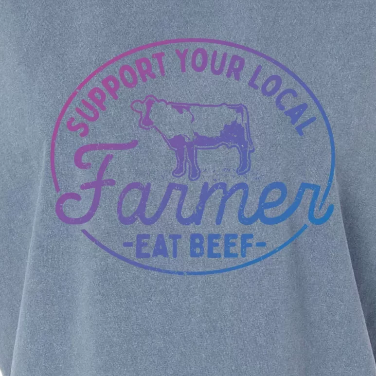 Support Your Local Farmer Eat Beef Great Gift Garment-Dyed Women's Muscle Tee