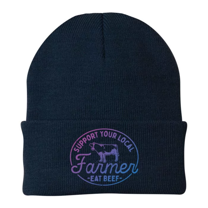 Support Your Local Farmer Eat Beef Great Gift Knit Cap Winter Beanie