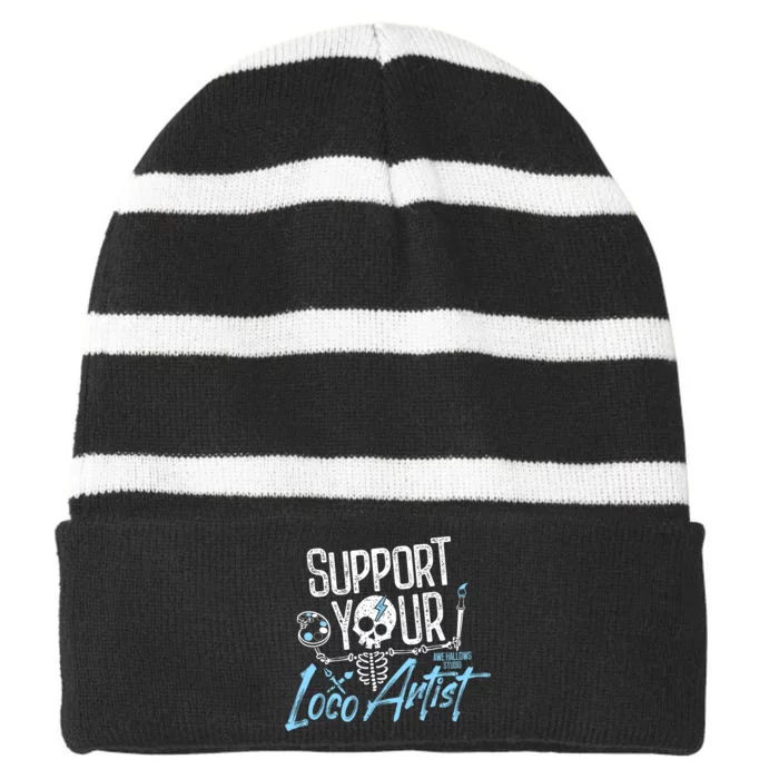 Support Your Loco Artist Striped Beanie with Solid Band