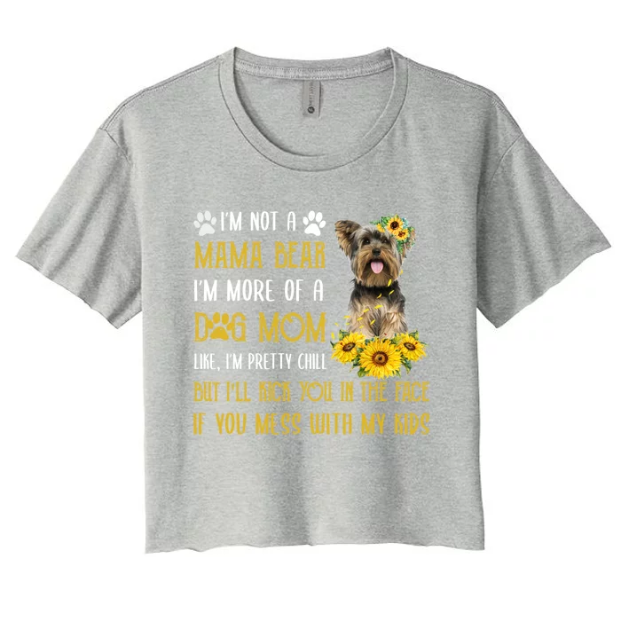 Sunflower Yorkie Mom Mothers Day Dog Mom Gift Women's Crop Top Tee