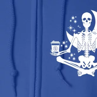 Skeleton Yoga Meditating And Ing Coffee Funny Gift Full Zip Hoodie