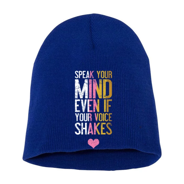 Speak Your Mind Even If Your Voice Shakes Rbg Funny Gift Short Acrylic Beanie