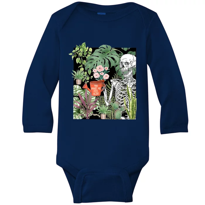 Skeleton You Make Me Feel Alive Funny Plant Baby Long Sleeve Bodysuit