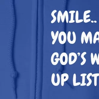 Smile You Made GodS Wake Up List Christian Jesus Apparel Full Zip Hoodie