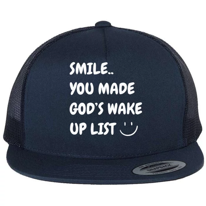 Smile You Made GodS Wake Up List Christian Jesus Apparel Flat Bill Trucker Hat