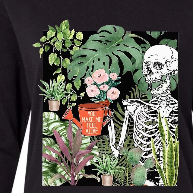 Skeleton You Make Me Feel Alive Funny Plant Womens Cotton Relaxed Long Sleeve T-Shirt