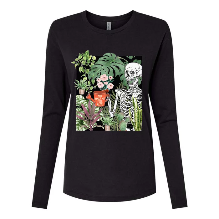 Skeleton You Make Me Feel Alive Funny Plant Womens Cotton Relaxed Long Sleeve T-Shirt