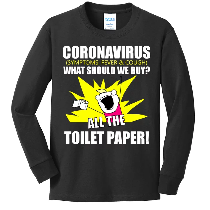 Symptoms Cough Fever Buy All The Toilet Paper Coronapocalypse Kids Long Sleeve Shirt