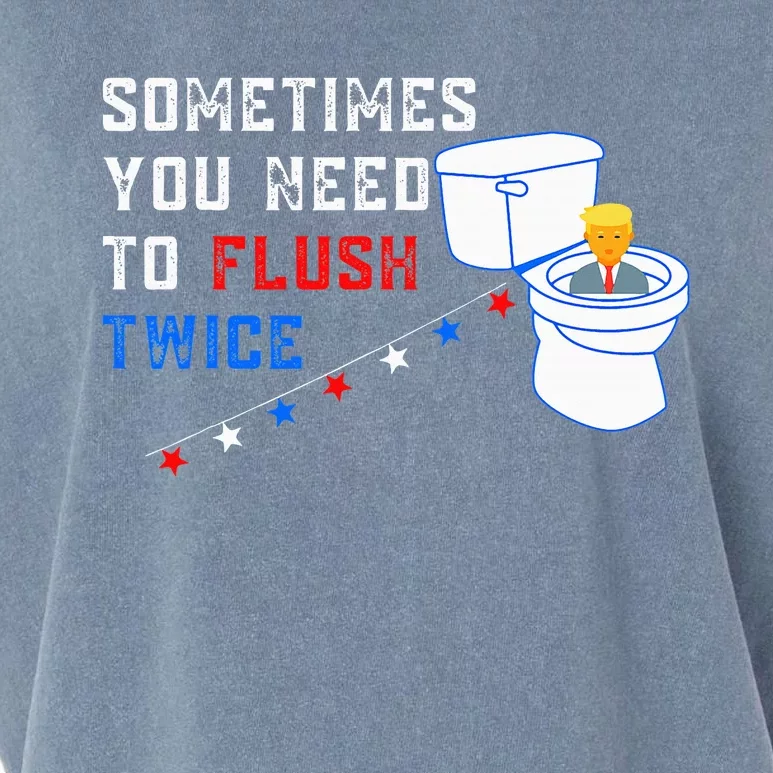 Sometimes You Need To Flush Twice Funny Antitrump Garment-Dyed Women's Muscle Tee