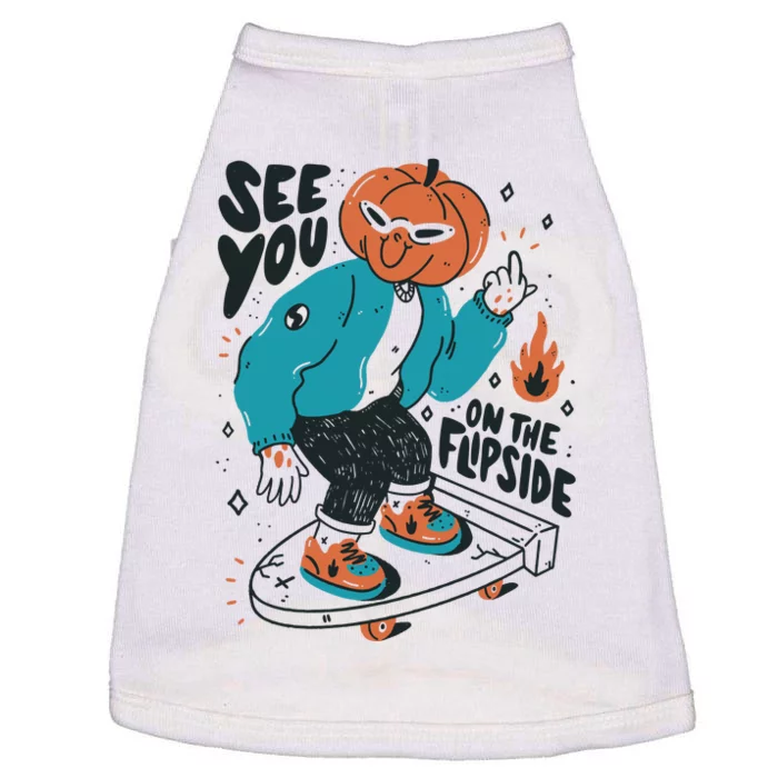 See You On The Flip Side Pumpkin Skateboard Halloween Doggie Tank