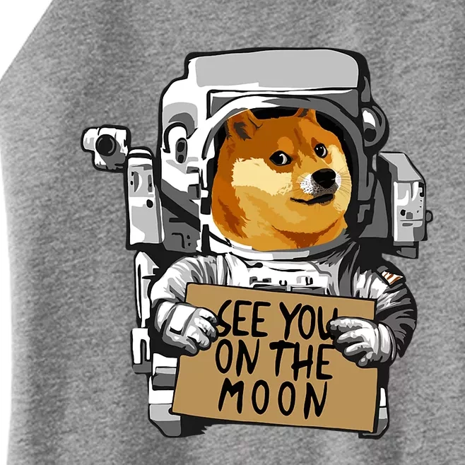 See You On The Moon Dogecoin Doge Holder Crypto Currency Meme Women’s Perfect Tri Rocker Tank