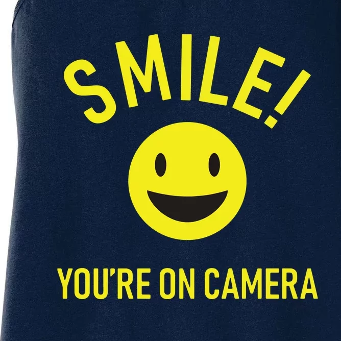 Smile Youre On Camera Funny For Photographers Women's Racerback Tank