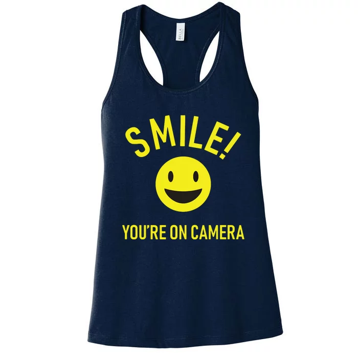 Smile Youre On Camera Funny For Photographers Women's Racerback Tank