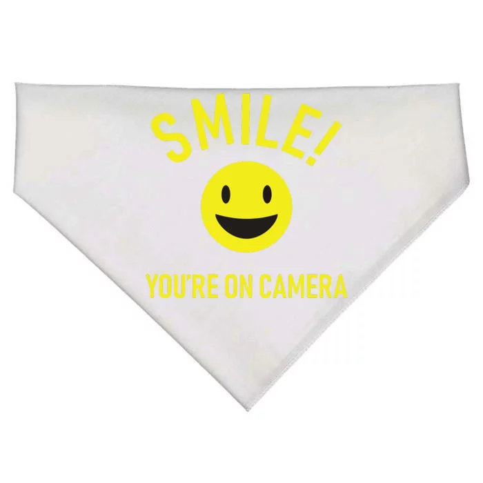 Smile Youre On Camera Funny For Photographers USA-Made Doggie Bandana