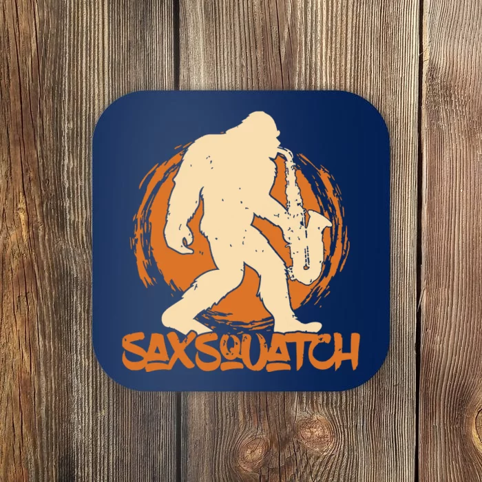 Saxsquatch Yeti Playing Saxophone Pun Musician Sax Coaster