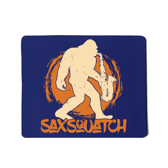 Saxsquatch Yeti Playing Saxophone Pun Musician Sax Mousepad