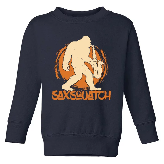 Saxsquatch Yeti Playing Saxophone Pun Musician Sax Toddler Sweatshirt