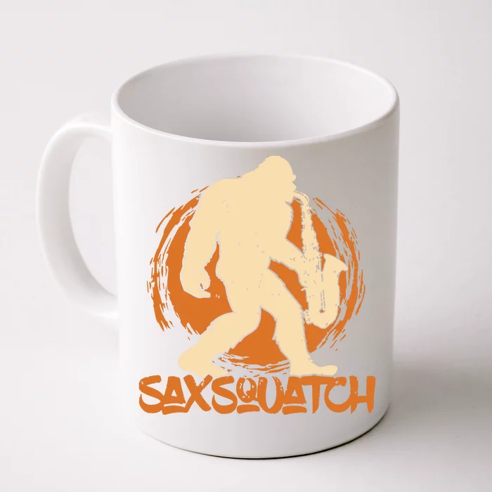 Saxsquatch Yeti Playing Saxophone Pun Musician Sax Front & Back Coffee Mug