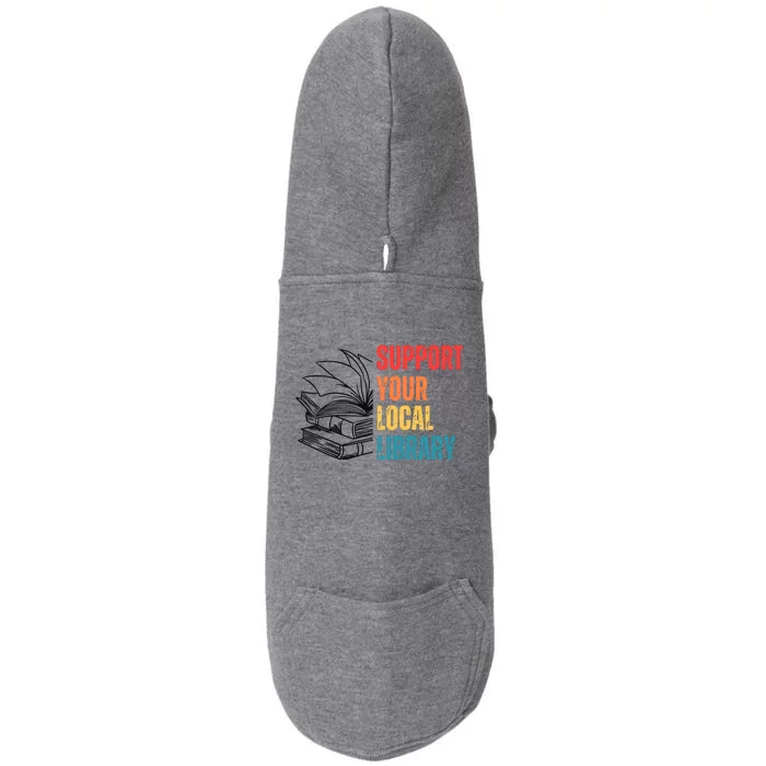 Support Your Public Library Back To School Librarian Doggie 3-End Fleece Hoodie